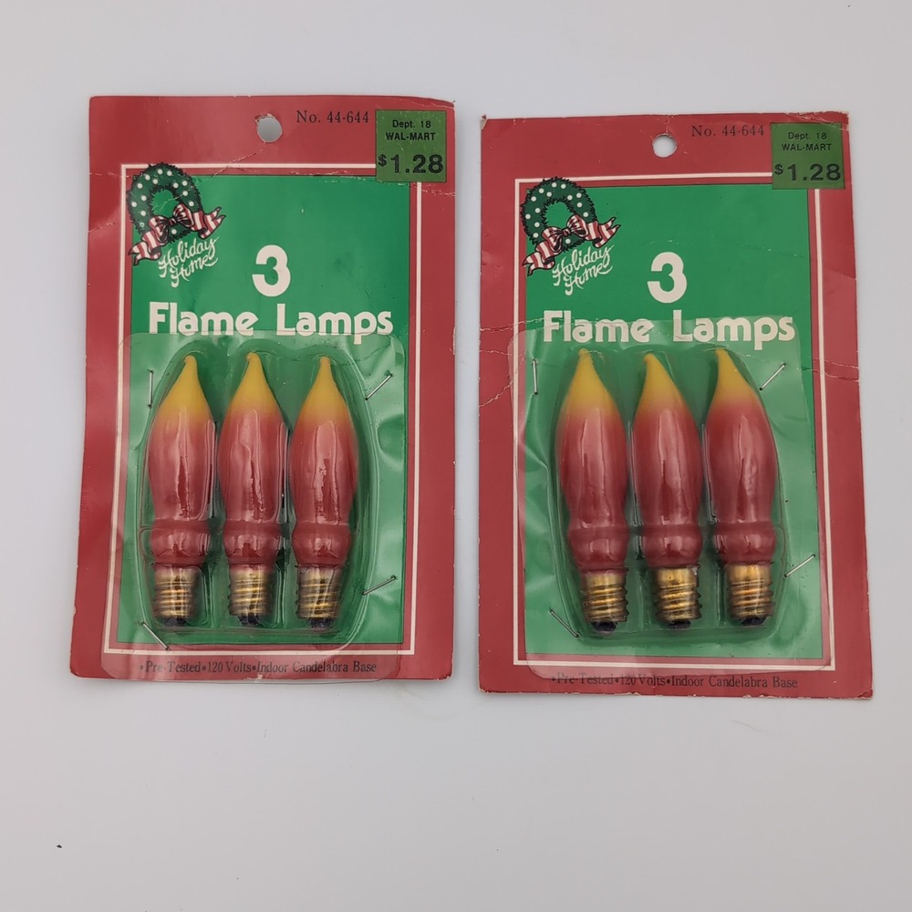 6 Vintage 1990s Holiday Home Flame Lamps Red Yellow Bulbs 44-644 NOS Walmart